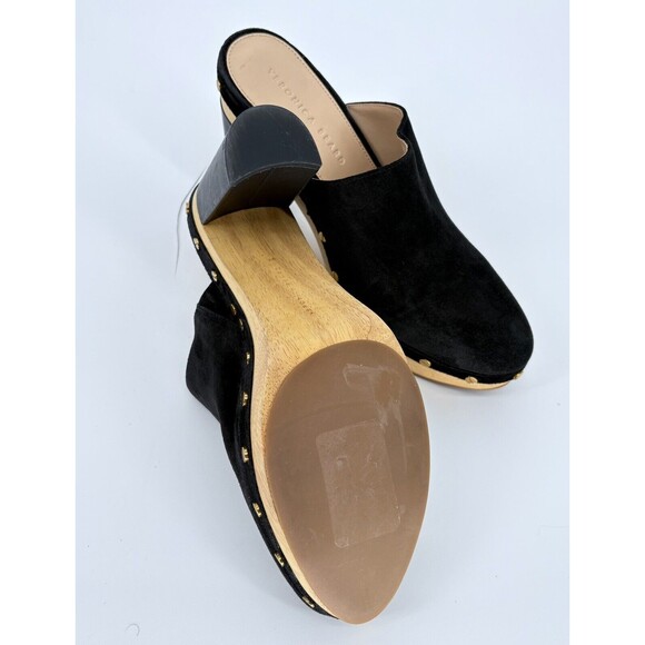 Veronica Beard Grita Black Suede Studded Heeled mules Slip On Clogs Size 9M - Picture 11 of 14